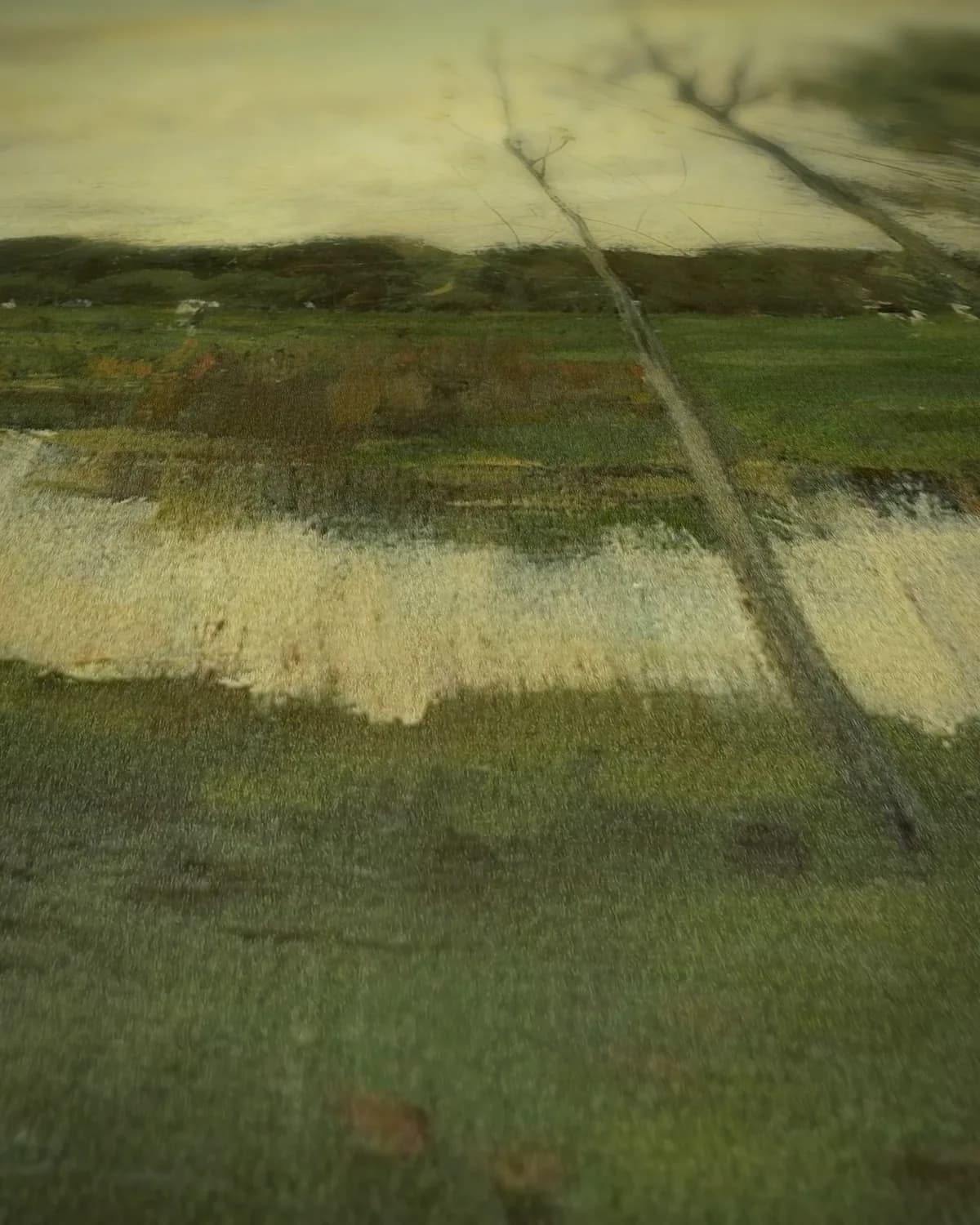 Wandelaar langs de vaart op geweven fluweel, uitsnede 1 van 3