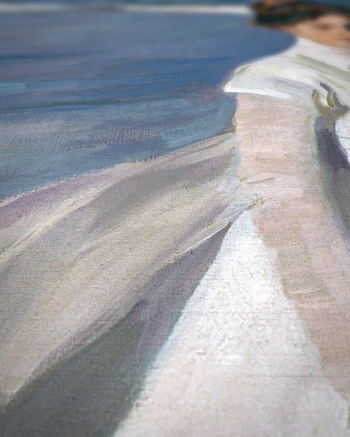 Wandeling langs het strand op geweven fluweel, uitsnede 3 van 3