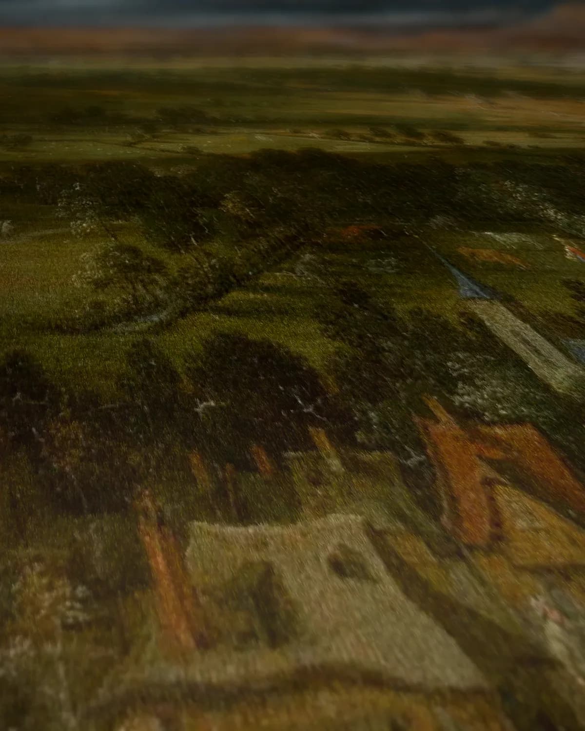 Weids rivierlandschap met reizigers op geweven fluweel, uitsnede 2 van 3