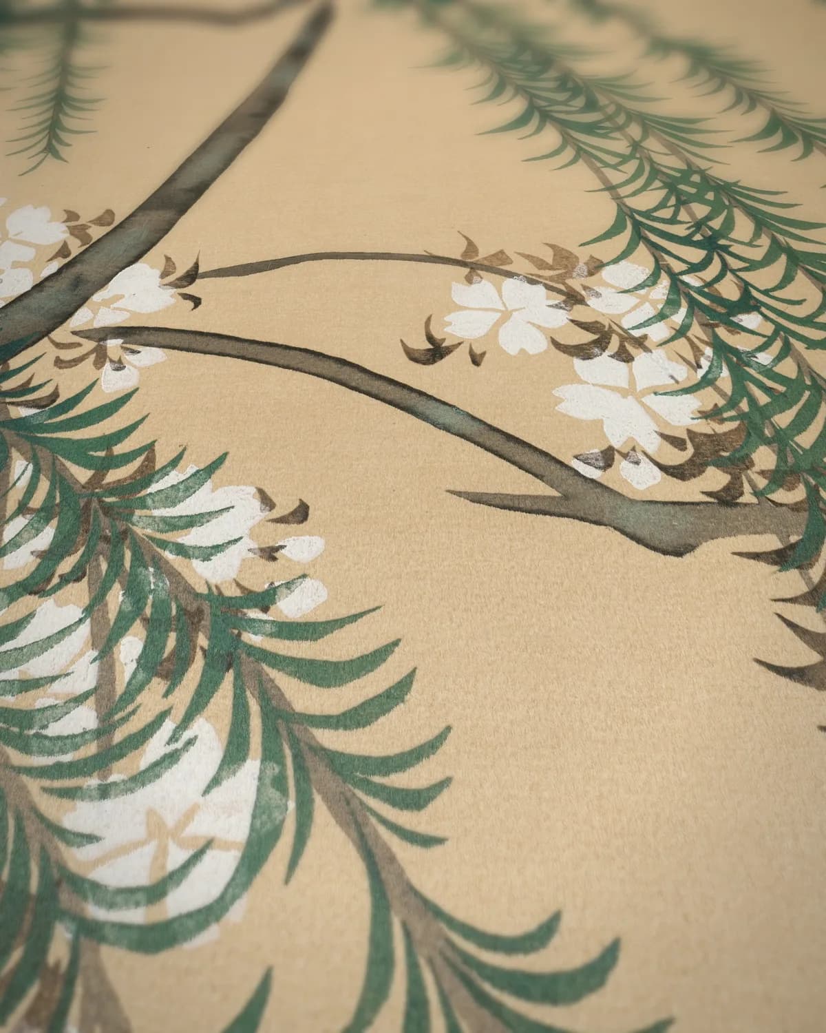 Willow and Cherry (Yanagizakura) op geweven fluweel, uitsnede 3 van 3