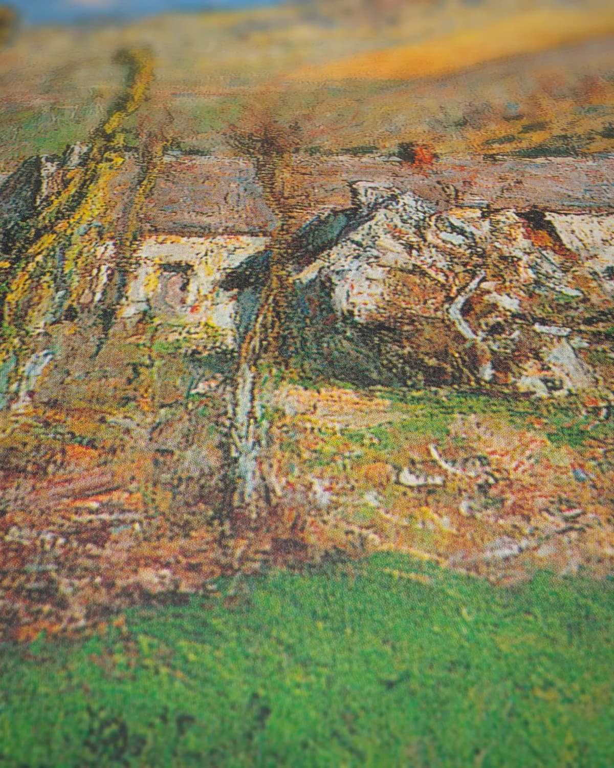 Winterlandschap bij Giverny op geweven fluweel, uitsnede 3 van 3
