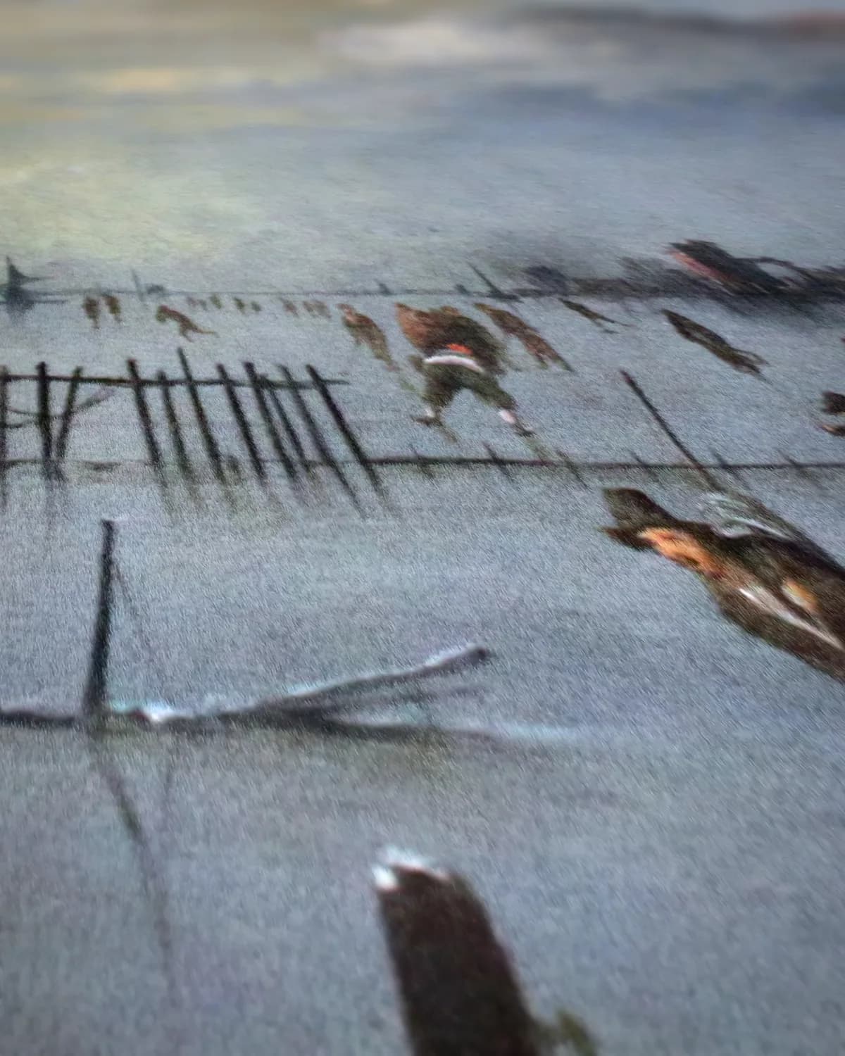 Winterlandschap met schaatsers, 1658 op geweven fluweel, uitsnede 2 van 3
