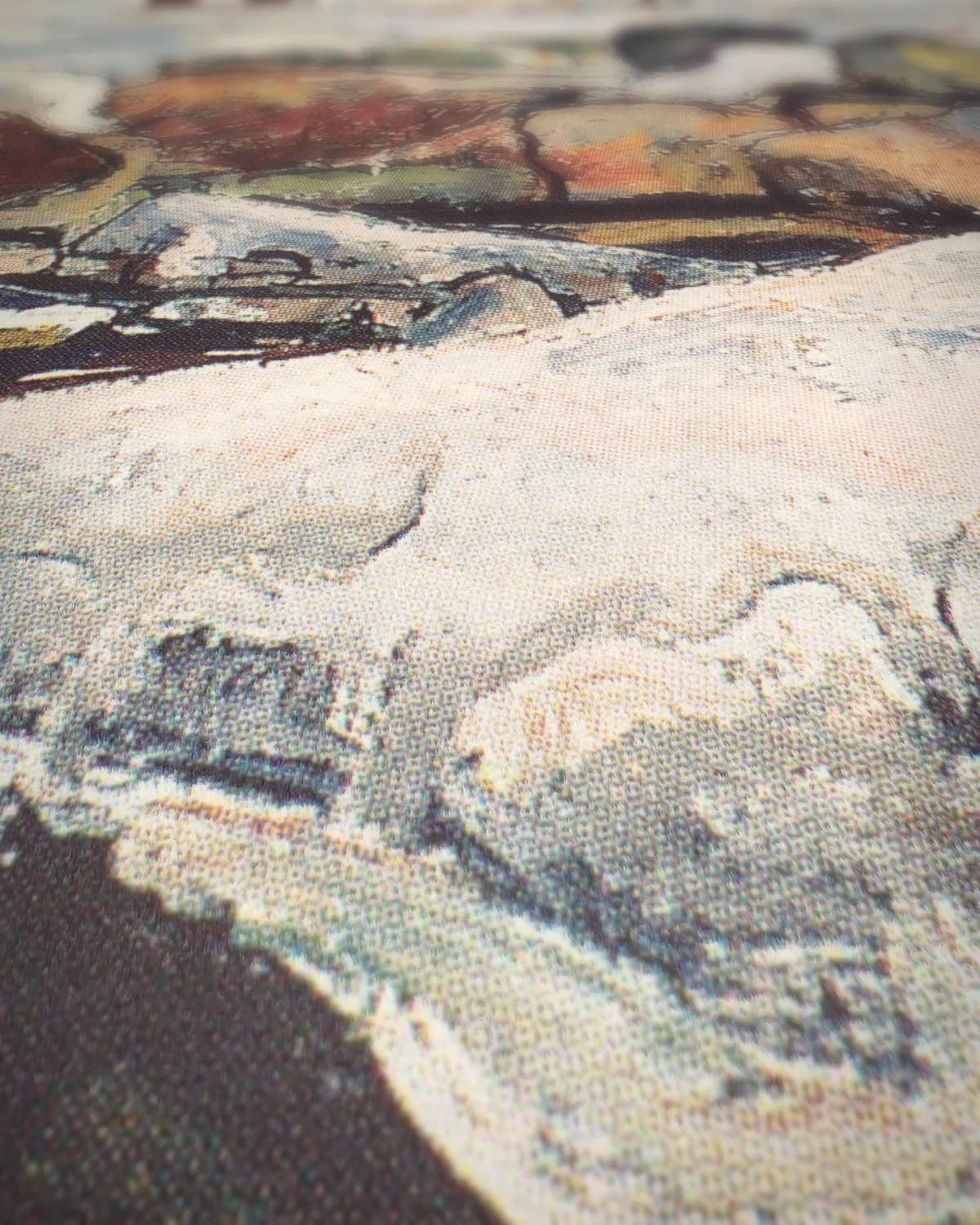 Winterse Berglandschap op geweven fluweel, uitsnede 1 van 3