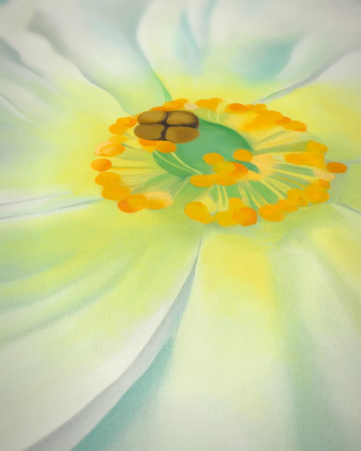 Witte bloem op geweven fluweel, uitsnede 3 van 3