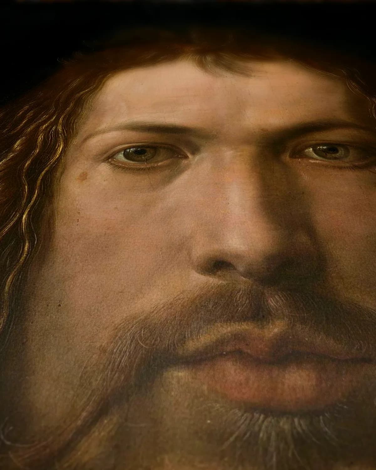 Zelfportret met bontkraag op geweven fluweel, uitsnede 3 van 3