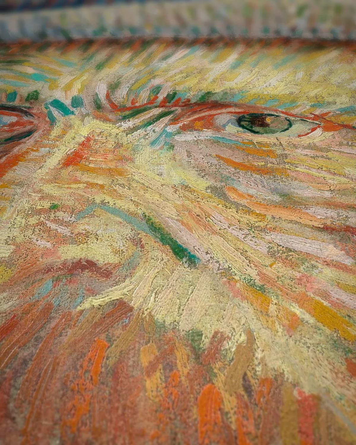 Zelfportret met grijze vilthoed op geweven fluweel, uitsnede 3 van 3