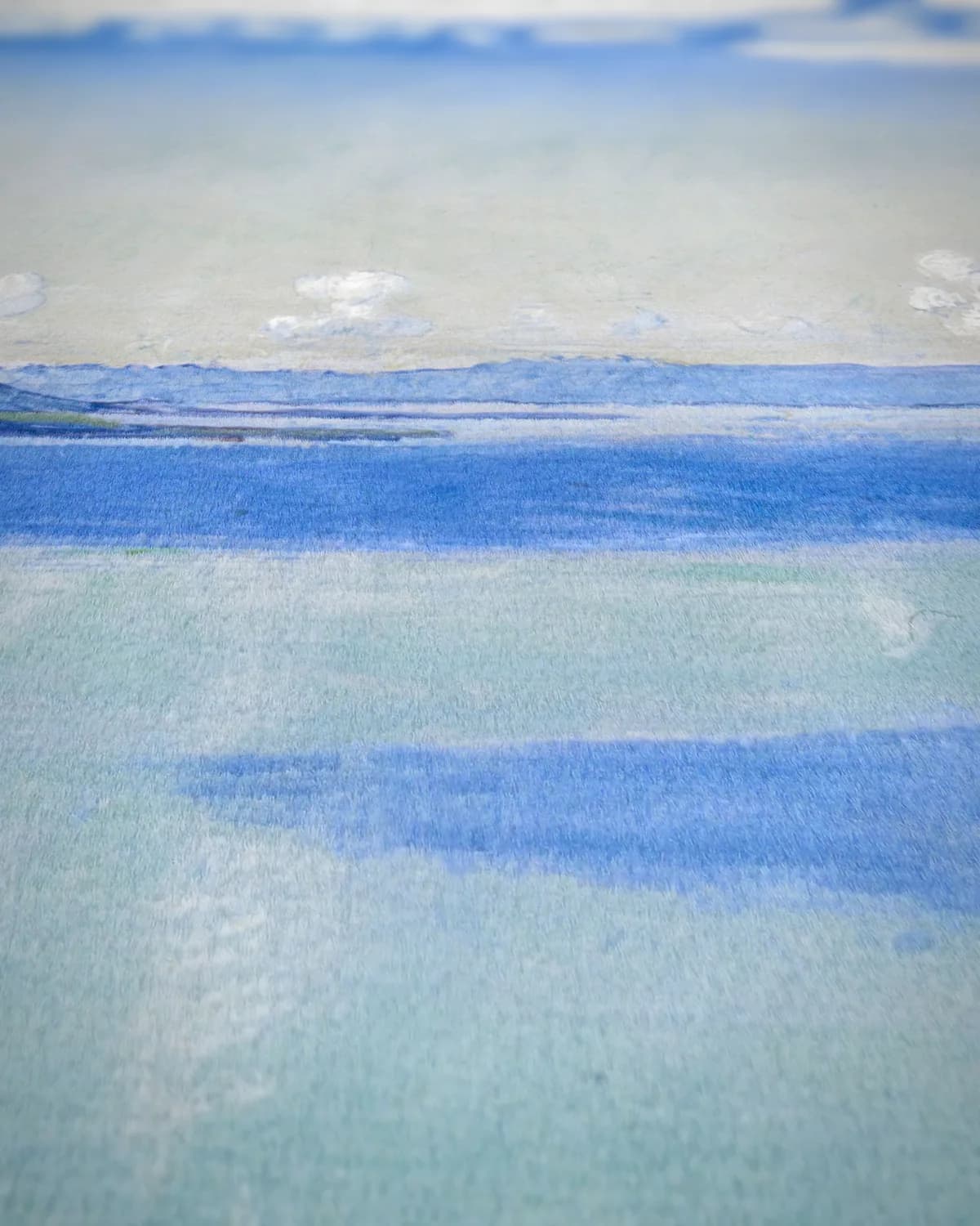 Zomerse dag aan het meer op geweven fluweel, uitsnede 1 van 3