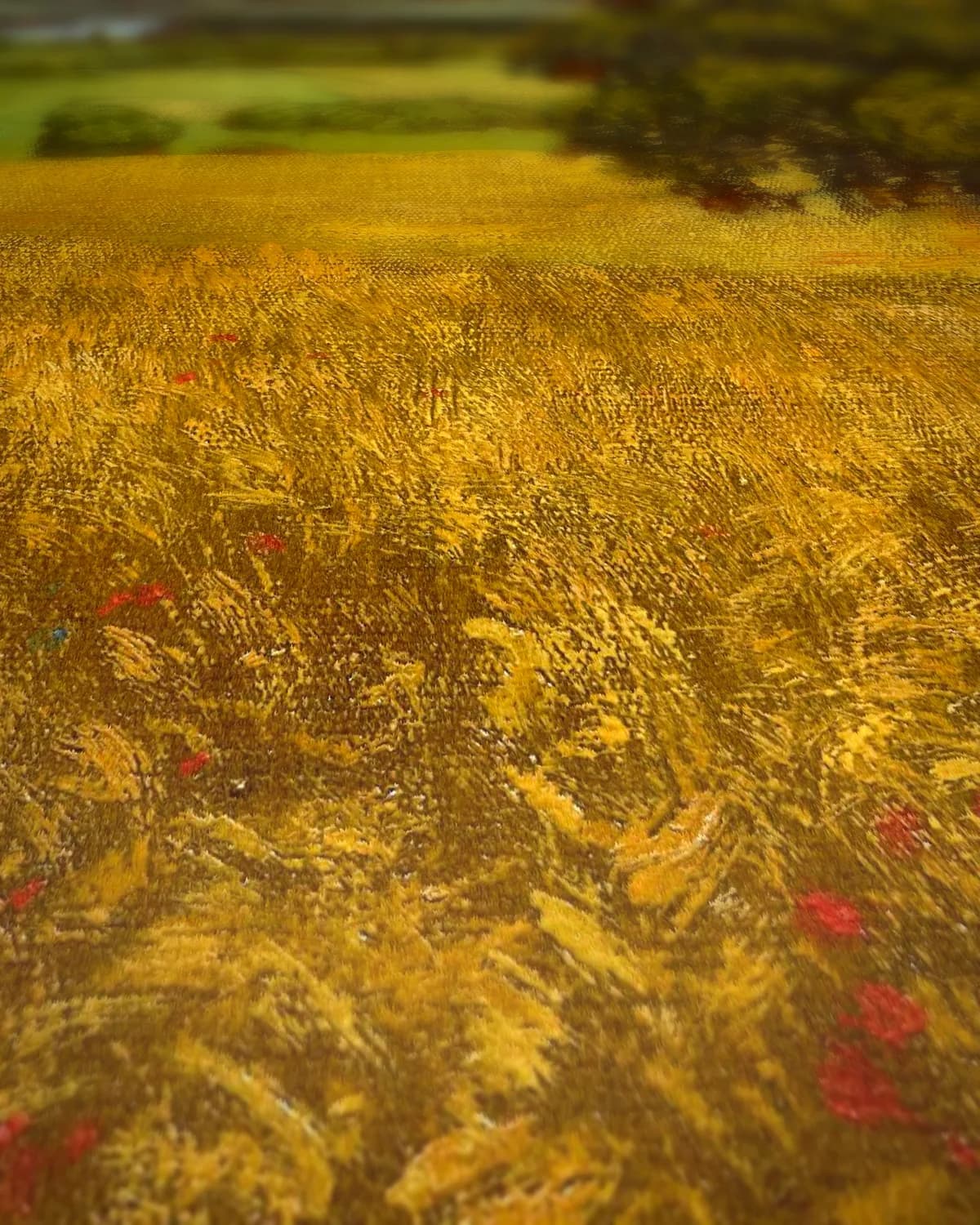 Zomerse oogst op het platteland op geweven fluweel, uitsnede 1 van 3