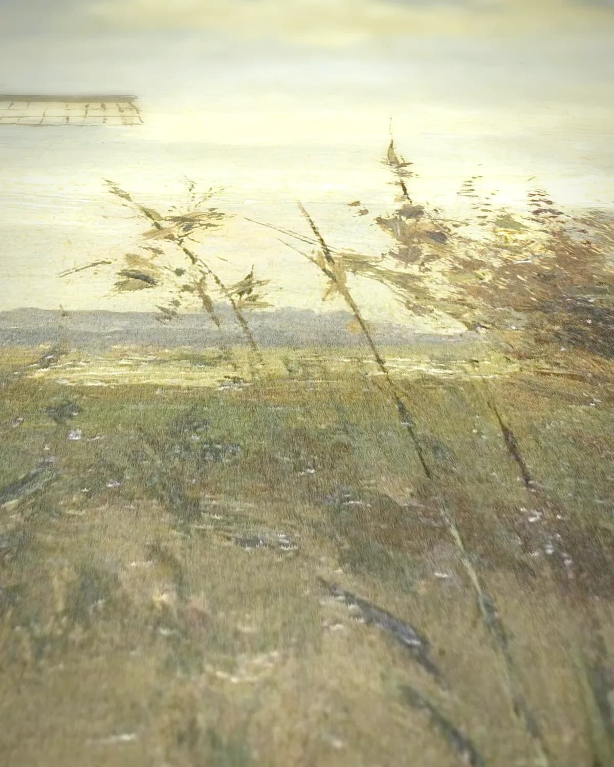 Zonnige dag, een molen aan een wetering op geweven fluweel, uitsnede 1 van 3
