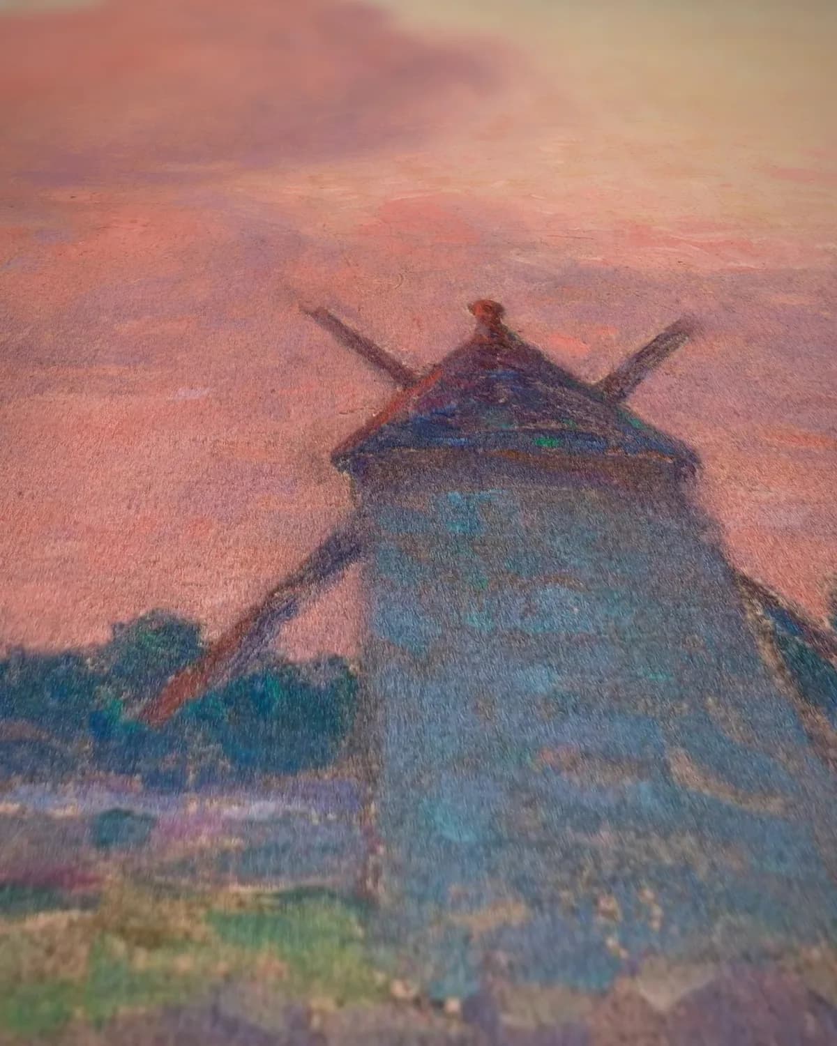 Zonsondergang bij Bourg-de-Batz op geweven fluweel, uitsnede 1 van 3