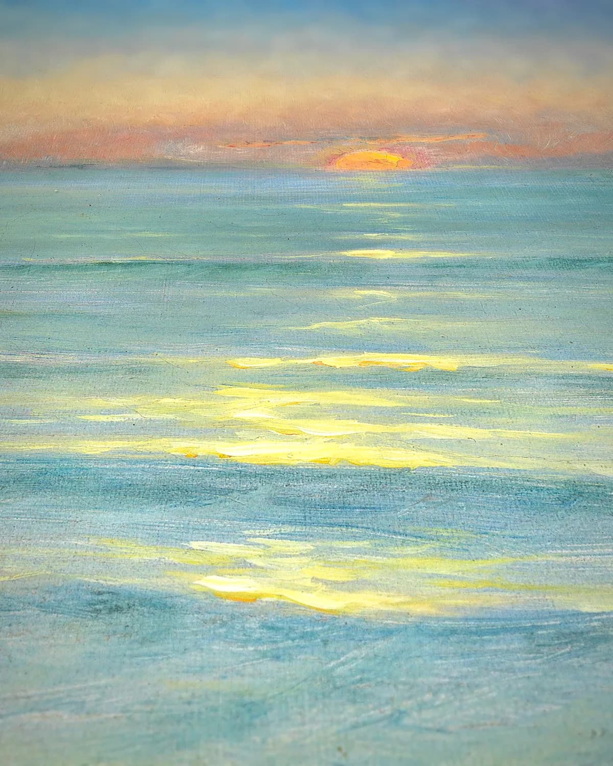 Zonsondergang op het noordstrand van Skagen op geweven fluweel, uitsnede 3 van 3