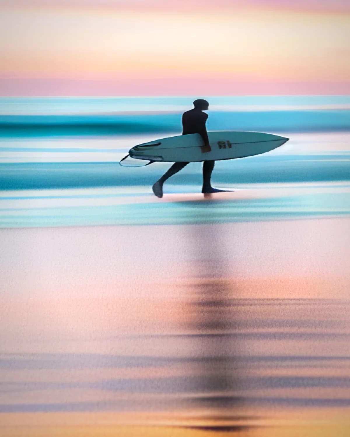 Zonsondergang Surfer op geweven fluweel, uitsnede 3 van 3