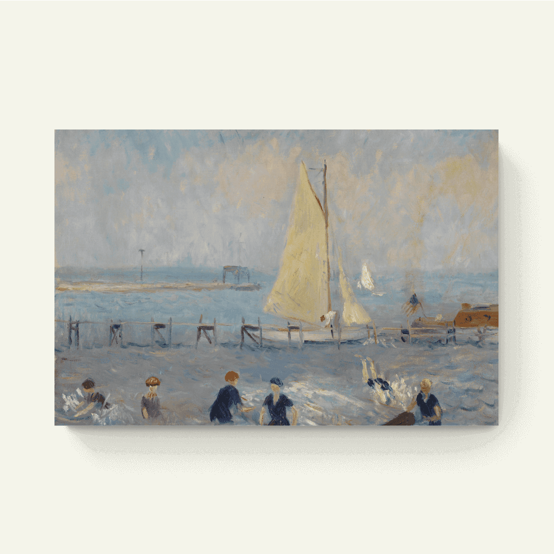 Zeegezicht met zes zwemmers, Bellport – William Glackens