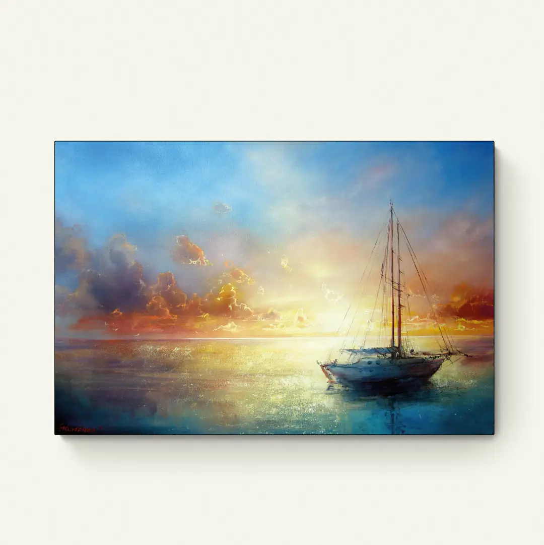 Zeilboot in een serene Zonsondergang